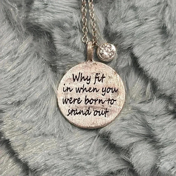 Silver Vintage Necklace Engraved - “WHY FIT IN WHEN YOU WERE BORN TO STAND OUT” - Picture 3 of 9